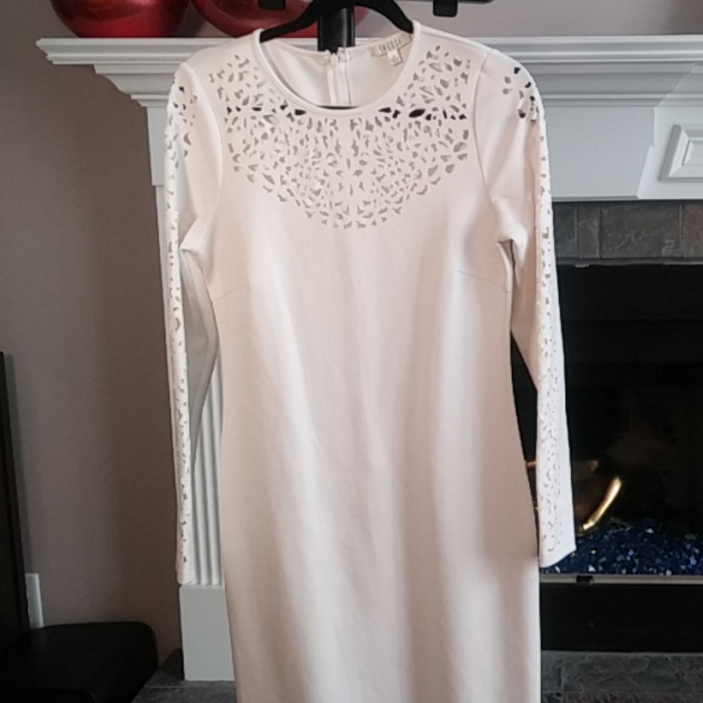 Winter White Lazor cut Neoprene dress